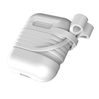 Baseus Silikon Hülle Kopfhörerbox mit Magnetband kompatibel mit Apple Kopfhörer Hellgrau