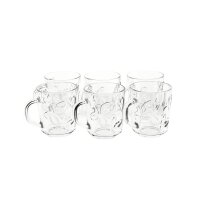 Almina Ela 6 Tlg. Gläser-Set mit Rosenmotiv Transaprent mit Henkel 230 ml für Tee oder Kaffee