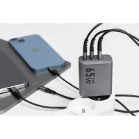 Forcell F-Energy Ladegerät mit 2x USB C und USB A Buchsen - 4A 65W mit PD und Quick Charge 4.0 Funktion