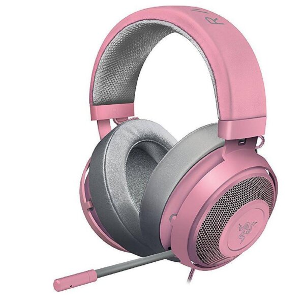 Razer Kraken kabelgebundene Gaming Kopfhörer mit Mikrofon Quarz Pink-Silber