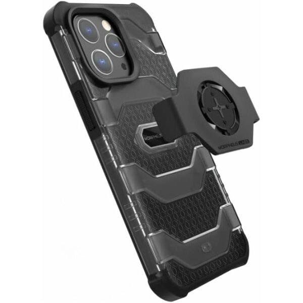 Morpheus Qlip Neo Case kompatibel mit iPhone 13 PRO - Hülle & abnehmbarem M4 M4s Mount Adapter Kameraschutz (OHNE Fahrradhalterung) Schwarz