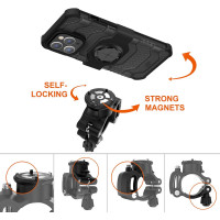 Morpheus Qlip Neo Case kompatibel mit iPhone 13 PRO - Hülle & abnehmbarem M4 M4s Mount Adapter Kameraschutz (OHNE Fahrradhalterung) Schwarz