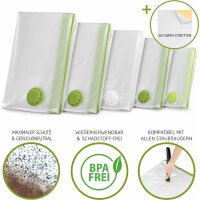 Vakuumbeutel 6x Größe L (80x60cm) -  INKL. ETIKETTEN - Vakuumbeutel für Kleidung, Kissen, Handtücher etc. - Vakuumierbeutel Bettdecken - Vacuum Storage Bags - Aufbewahrung Vakuum