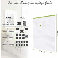 Vakuumbeutel 6x Größe L (80x60cm) -  INKL. ETIKETTEN - Vakuumbeutel für Kleidung, Kissen, Handtücher etc. - Vakuumierbeutel Bettdecken - Vacuum Storage Bags - Aufbewahrung Vakuum