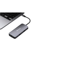 Verbatim USB-C Pro Multiport-Hub CMH-05, 5 Port, 2x USB 3.2-A, USB 3.2-C HDMI 4K, RJ45, USB 3.1-C Kabel Grau