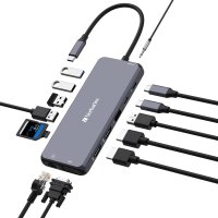 Verbatim USB-C Pro Multiport-Hub CMH-14, 14 Port, Dockingstation Grau