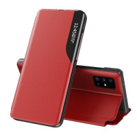 Eco Leather View Case Buch Tasche Leder Handyhülle Schutzhülle aufklappbare Hülle Standfunktion kompatibel mit Samsung Galaxy A52 5G Rot
