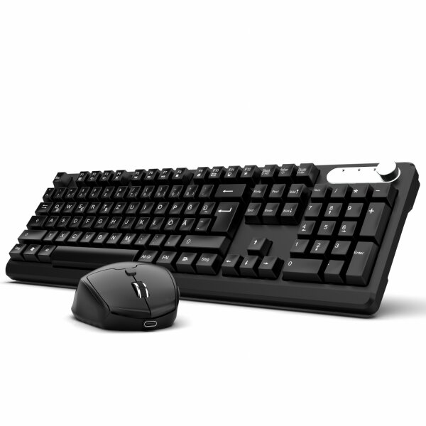 INCA Tastatur IWS-549U Wireless Set inkl Maus, Kabellos, Schwarz, QWERTY