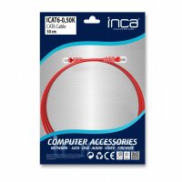 Inca ICAT6-0,50K RJ45 Cat6 UTP Netzwerkkabel Ethernetkabel LAN-Kabel Rot 0,5 Meter