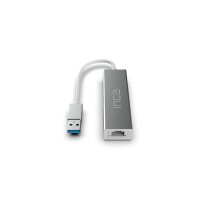 INCA USB-Hub X4 USB 3.0 + Ethernet RJ45 USB-Multiport USB-Adapter Silber