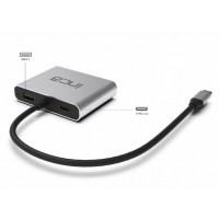 INCA Typ-C-Hub X4 Dual HDMI 4K@30 Hz+ USB-C Adapter Silber