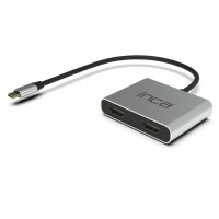 INCA Typ-C-Hub X4 Dual HDMI 4K@30 Hz+ USB-C Adapter Silber