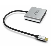 INCA Typ-C-Hub X4 Dual HDMI 4K@30 Hz+ USB-C Adapter Silber