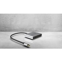 INCA Typ-C-Hub X4 Dual HDMI 4K@30 Hz+ USB-C Adapter Silber