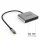 INCA Typ-C-Hub X4 Dual HDMI 4K@30 Hz+ USB-C Adapter Silber