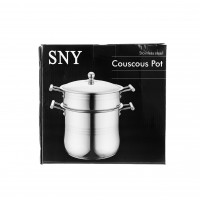 Sunay Couscous Pot aus Edelstahl Kochtopf mit Siebeinsatz in Silber