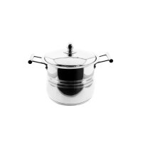 Sunay Couscous Pot aus Edelstahl Kochtopf mit Siebeinsatz in Silber