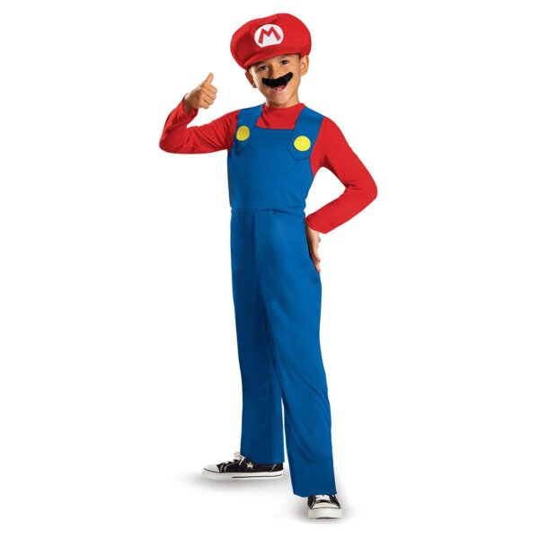 Nintendo Super Mario Kostüm Kinder, Faschingskostüme Kinder Supermario Kostüme für Jungen Kind Karneval Gerburstag Mario Costume