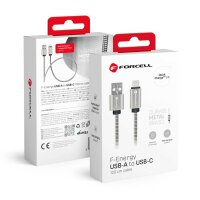 FORCELL Ladekabel USB-Kabel auf Typ C 2.0 2,4 A Metall C234 1 m Silber