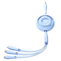Joyroom S-A40 Colourful Series 3in1 einziehbares Kabel USB-A auf USB-C / Apple geeignet / microUSB 1 m – blau