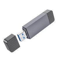 HOCO Speicherkartenleser 2in1 USB A + Typ C 2.0 HB45 USB-Stick Grau