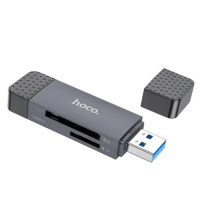 HOCO Speicherkartenleser 2in1 USB A + Typ C 3.0 HB45 grau
