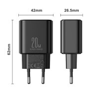 Wandladegerät Joyroom JR-TCF05 20W USB-A USB-C Ladegerät + USB-C Kabel - Schwarz