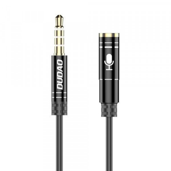 Dudao 4-poliges Kabel AUX Verlängerungskabel für Kopfhörer mit Mikrofon 3,5 mm Miniklinke schwarz