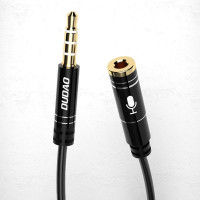 Dudao 4-poliges Kabel AUX Verlängerungskabel für Kopfhörer mit Mikrofon 3,5 mm Miniklinke schwarz