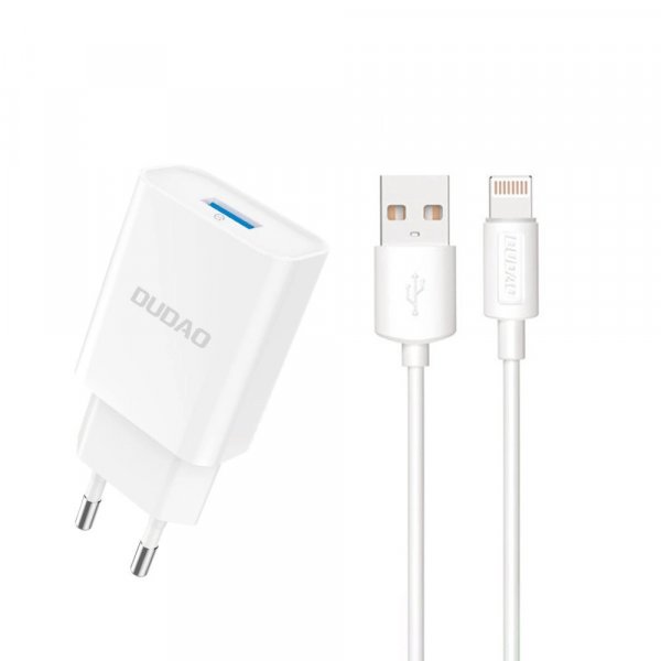 Dudao A4EU Wandladegerät – Weiß - Ladegerät mit Kabel - USB zu I-Phone, Micro und USB-C