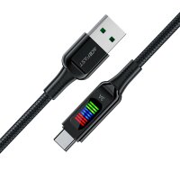 Acefast C7-04 Ladekabel USB-A USB-C 60 W 1,2 m Kabel mit Display – Schwarz