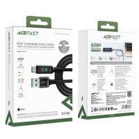 Acefast C7-04 Ladekabel USB-A USB-C 60 W 1,2 m Kabel mit Display – Schwarz