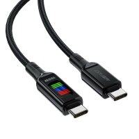 Acefast C7-03 USB-C USB-C 100 W 1,2 m Kabel mit Display – Schwarz