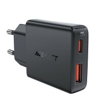 Acefast A69 Ladeadapter PD 30W GaN USB-A USB-C Wandladegerät – Schwarz