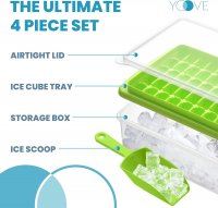 BPA-freie Eiswürfelform mit Deckel und Behälter für Gefrierschrank, mit Deckel, Behälter und Zange