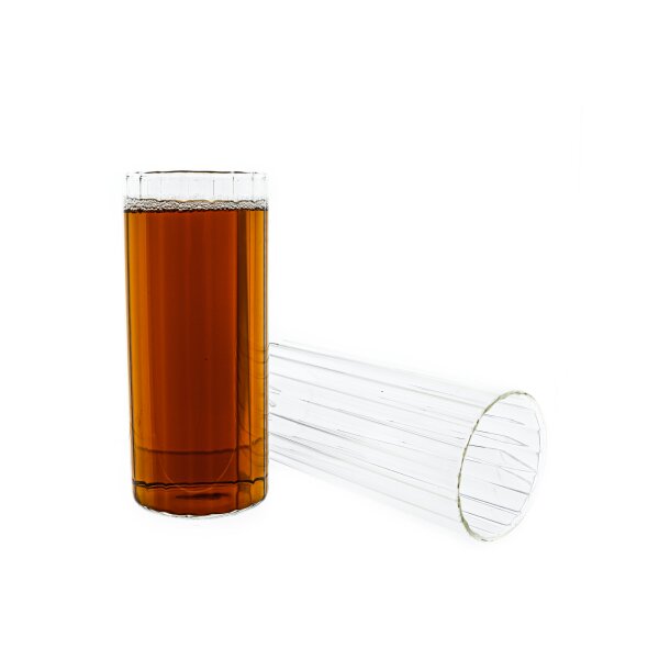 Mulex Glas 2er Set Stripe Riffel Glas, Glas, Hitzebeständig 400ml