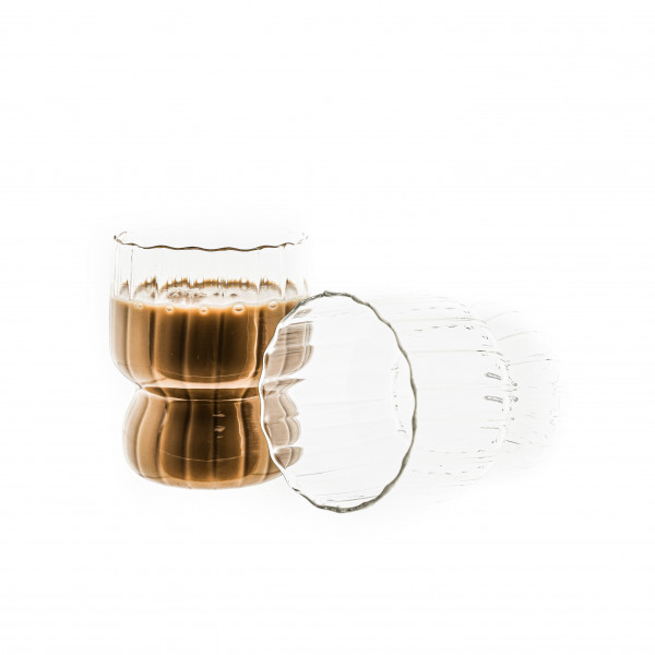 Trinkgläser Set 300 ml aus Borosilikatglas Espressogläser Hitzebeständig Riffle Design
