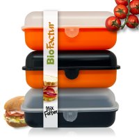 BioFactur Brotdose Erwachsene,Kinder | 3er Jausenbox Kinder | BPA Frei Vesperbox | Butterbrotdose SpüLmaschinenfest | Austauschbarem Deckel | Frühstücksbox | Made in Germany