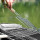 Flipgrill BBQ-Grill mit Schneidebrett/Servierplatte und Wendegrillrost 60 x 20 x 12 cm  - Tragbarer Holzkohlegrill  Grau