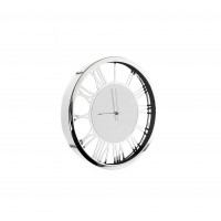 Almina elegante Wanduhr in Silber mit Römischen Ziffern ⌀60 cm moderne Uhr