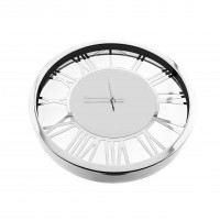Almina elegante Wanduhr in Silber mit Römischen Ziffern ⌀60 cm moderne Uhr