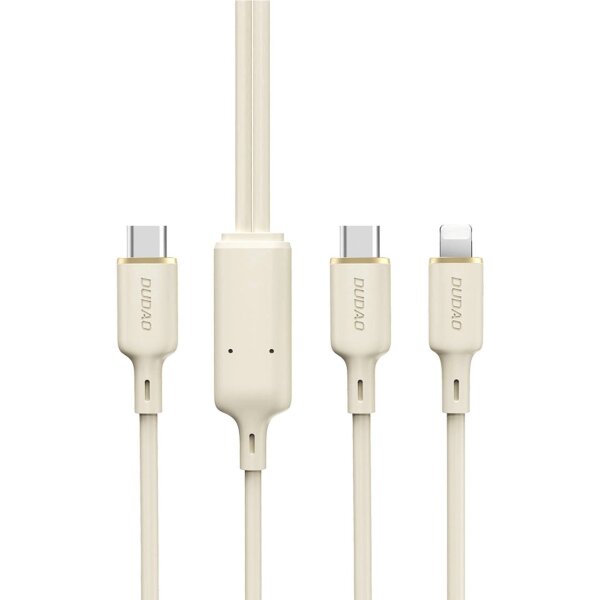 Ladekabel Dudao L7SF 2in1 Kabel USB-C - USB-C / kompatibel mit iPhone 100W 1,2m - Beige