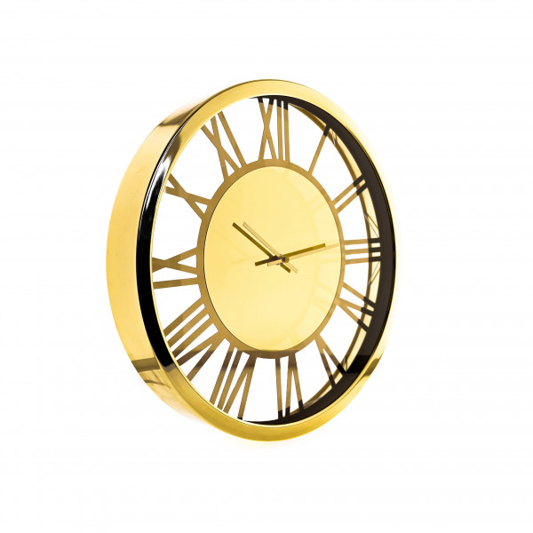 Almina Wanduhr in Gold ⌀40 cm mit Römischen Ziffern moderne Uhr für Ihr Zuhause