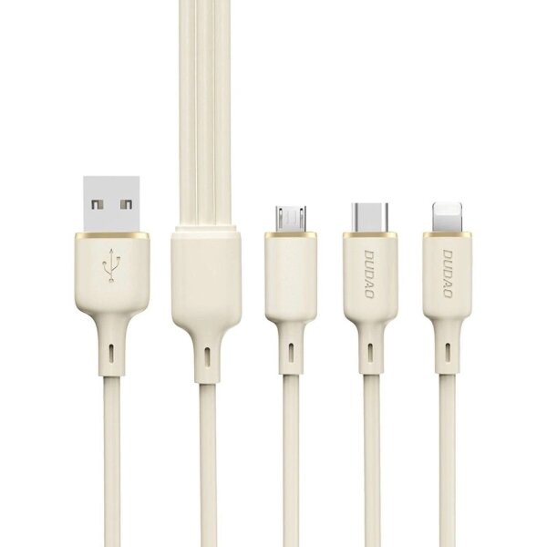 Ladekabel Dudao L7SE 3in1 Kabel USB-C - USB-C / kompatibel mit iPhone Micro USB 66W 1,2m - Beige