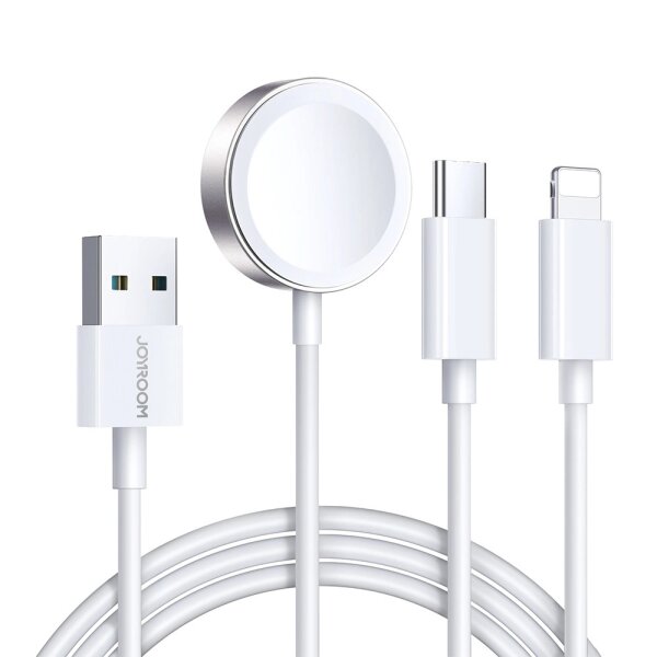 Joyroom S-IW008 3-in-1-Kabel magnetisches Ladegerät USB-A – kompatibel mit iPhone - USB-C 1,2m Weiß