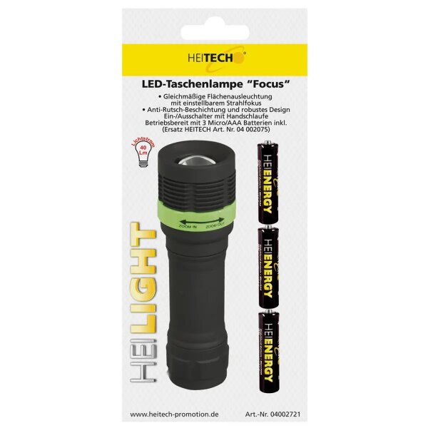 HEITECH Taschenlampe LED Focus 04002721 Schwarz