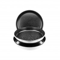 3er Set Backblech aus Granit in Schwarz 36/38/40 cm Backofenblech Tepsi