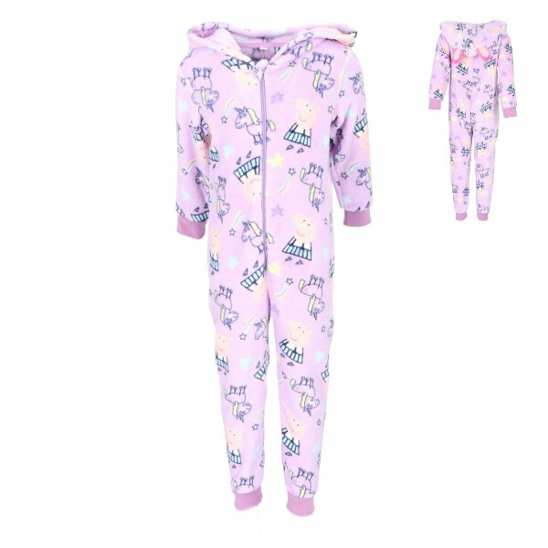 Peppa Pig Fleece Jumpsuit Onesie Pyjamas mit Hoodie Gemütlicher Schlafanzug für kleine Fans