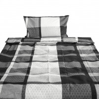 2 Tlg. Bettwäsche mit Reißverschluss 135x200 cm, Kissenbezug 80x80 cm Schwarz-Weiß