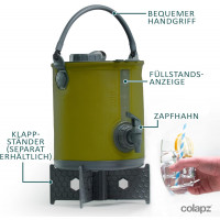 2-in-1 Wasserkanister faltbar mit Hahn - tragbarer Wasserkanister für Trinkwasser beim Camping & Festival - praktischer Falteimer für Wohnmobil oder Wohnwagen